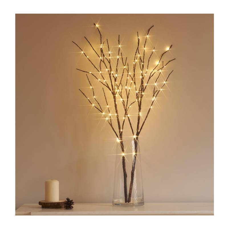 lot 25724 image: Hairui Lighted Brown Branches Battery Operated with Timer 30IN 100 LED Fairy Lights, Willow Branch Lights for Home Bedroom Fireplace Christmas Holiday Decoration Indoor Outdoor Use (Vase Excluded) - Retail $33