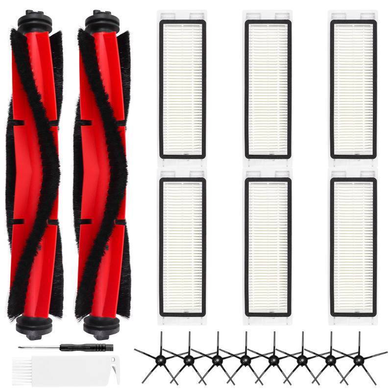 lot 25736 image: Q5 Replacement Accessories Kit Compatible with Roborock Q5  Q5 Plus Robot Vacuum, 2 Main Brushes, 6 Washable Filters, 8 Side Brushes, 1 Cleaning Tool, 1 Screwdriver (Not for Q5 Max  Q5 Pro) - Retail $20