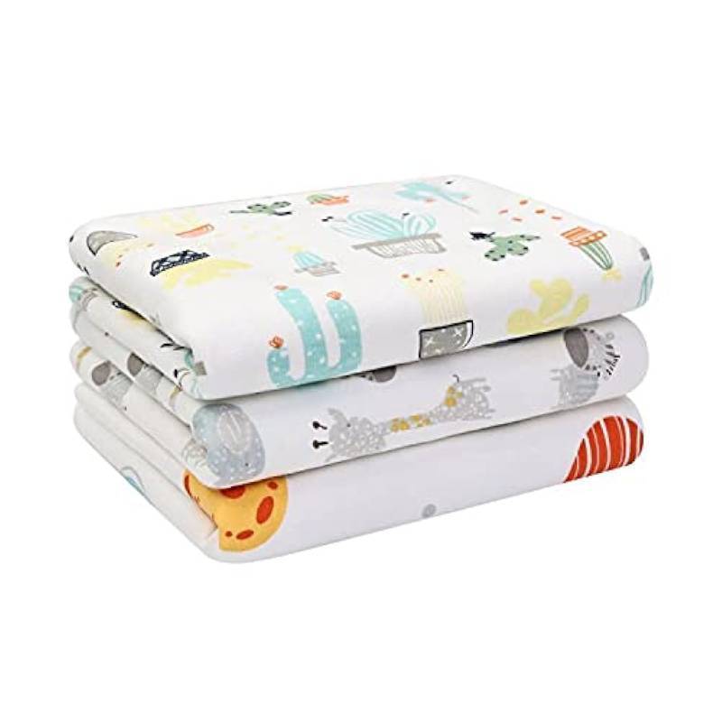 lot 25741 image: Baby Diaper Changing Pad Liners(22X27.5 inches) Soft Cotton Waterproof Changing Mat for Baby Underpads Mattress Mat Sheet Protector Portable Reusable Urine Pads for Travel Gear Pack of 3 - Retail $22