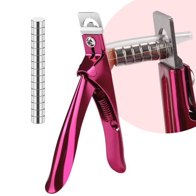 lot 29985 image: False Nail Clippers with Magnets Stainless Steel Nail Cutter for Acrylic Nail Nail Clippers with 15Pcs Small Magnets for Home Salon Nail Art (Pink) - Retail $5