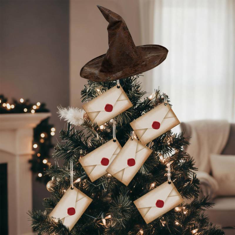 lot 29999 image: Soulchen 10 Pcs Magical Wizard Party Decor Witch Letter Acceptance Envelope Hanging Ornament Gifts Vintage Wood Hanging Sign for Room Office Home Birthday Party Supplies - Retail $13