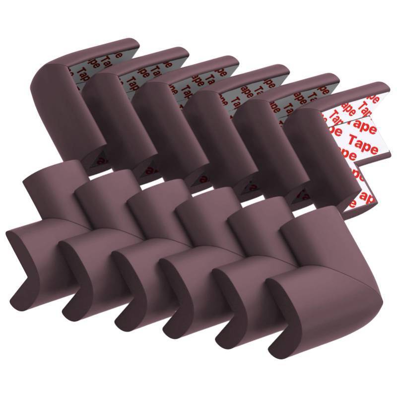 lot 39947 image: 12 Pack Soft Corner Protector Baby Proofing Edge and Corner Guards, Table Corner Protectors for Furniture, Safety Pre-Taped Rubber Corner Covers for Fireplace, Stair, Cabinet (Brown) - Retail $10