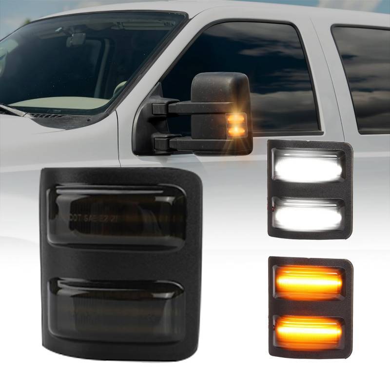lot 25676 image: GSOWO LED Sequential Switchback Side Mirror Marker Lights for 2008-2016 F250 F350 F450 F550 Super Duty, 2 pcs LED Sequential Side Mirror Turn Signal Lamps Assembly - Switchback