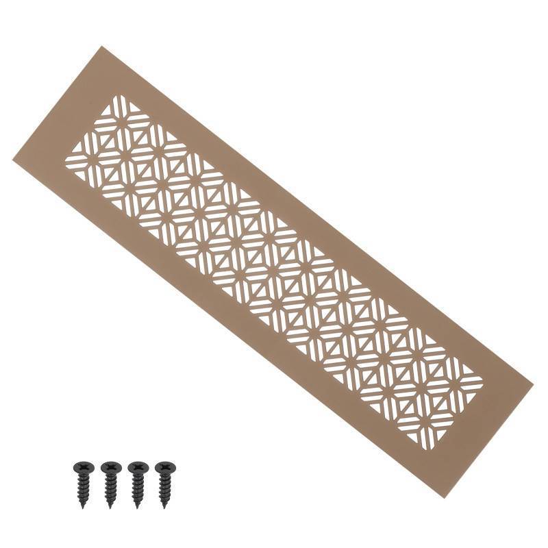 lot 37839 image: PATIKIL 12 x 3 Inch Door Air Vent Cover, Heavy Duty Aluminum Grille Ventilation Cover Louvered with Mounting Screws for Cabinet Wardrobe Door, Brown