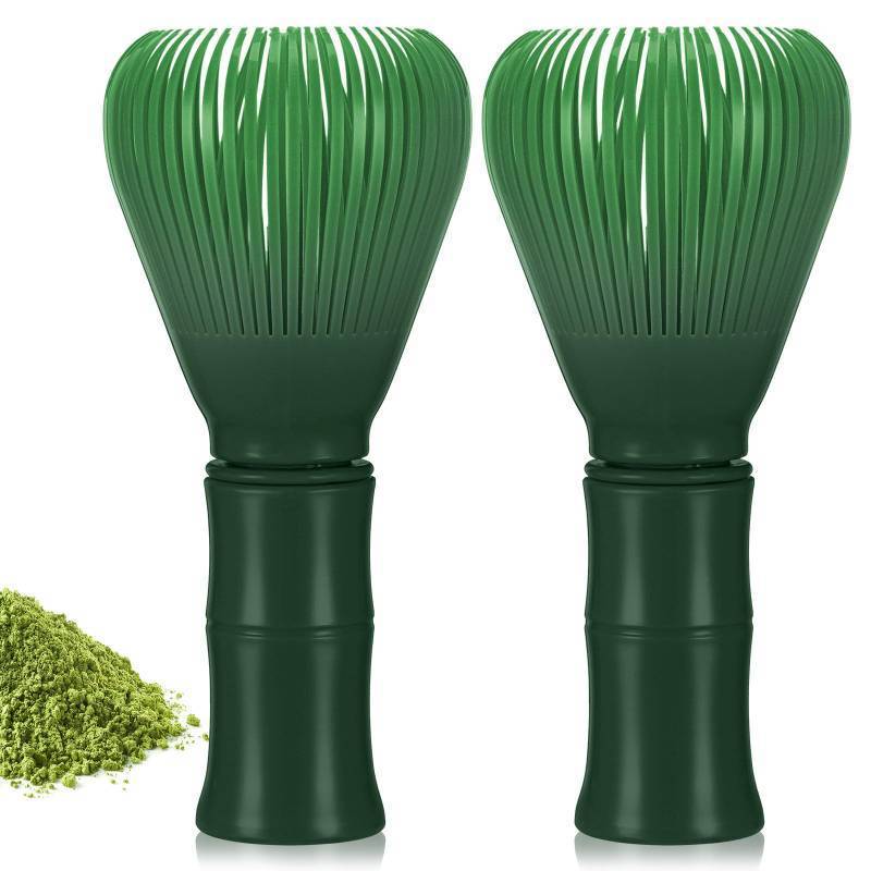 lot 37963 image: Baderke 2 Pieces Traditional Resin Matcha Whisk Reusable Matcha Stirrer Chasen Brush Tea Mixing Tool Accessoies for Green Tea Powder Preparation(Green) - Retail $14