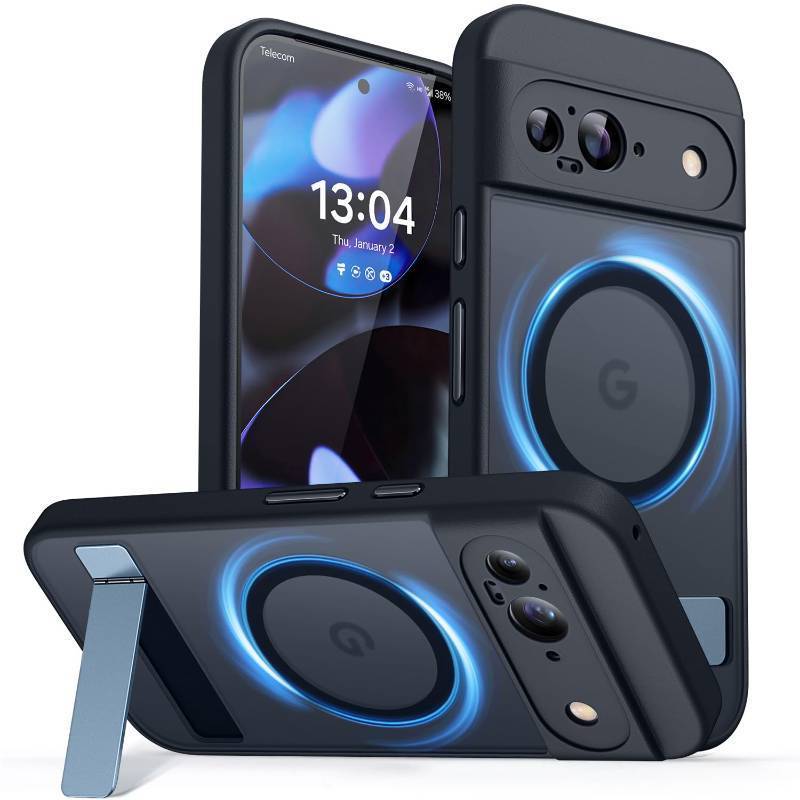 lot 28468 image: CANSHN Magnetic for Google Pixel 9 Case(6.3) with Durable Metal Stand, Upgraded Full Camera Protection Translucent Matte Back, Hard Case Cover, Black