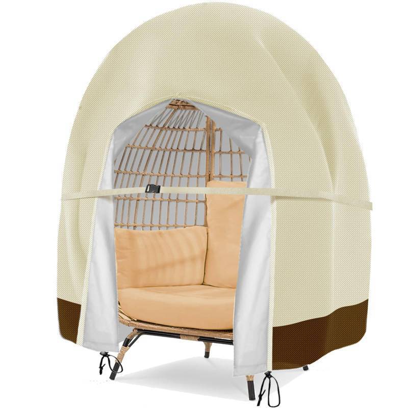 lot 39003 image: Patio Egg Chair Cover Double Wicker Egg Chair Covers for Outdoor Furniture Egg Swing Loveseat Cover Waterproof 420D Patio Chair Cover 91x80 inches (Beige)