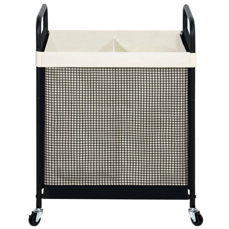 lot 56795 image: STO STO Laundry Hamper 2 Section, 100L Rolling Laundry Sorter Cart with Removable and Washable Liner Bag, Clothes Hamper with Wheels and Metal Handle for Laundry Room and Bedroom