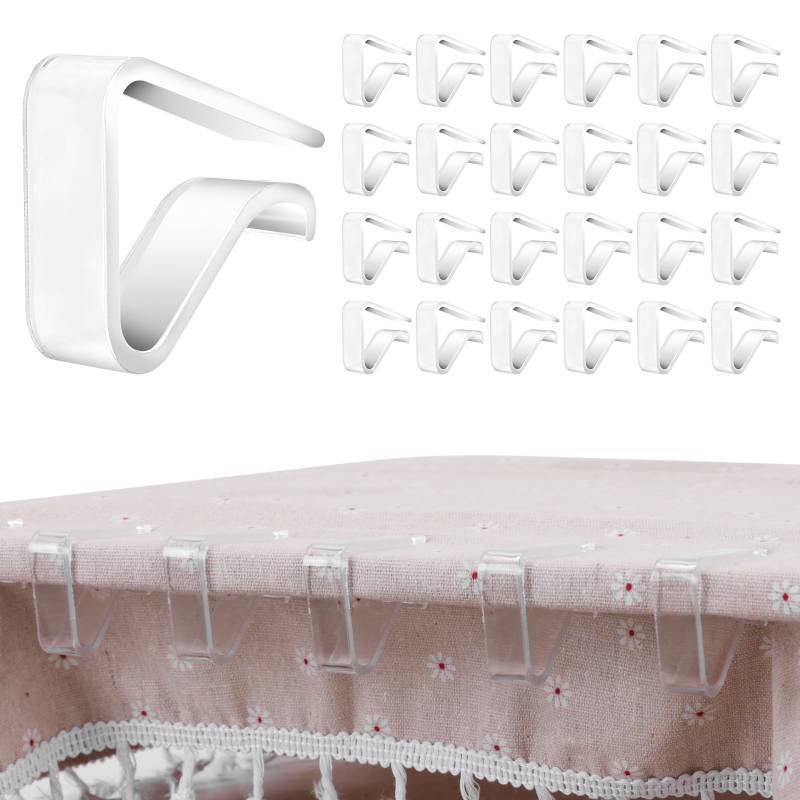 lot 28657 image: 24 Pieces Clear Tablecloth Clips, Durable Plastic Table Cover Holders, Windproof Transparent Clamps for Securing Tablecloths Indoor Outdoor Party, Wedding, Christmas Event, Picnic, Camping (24, Large)