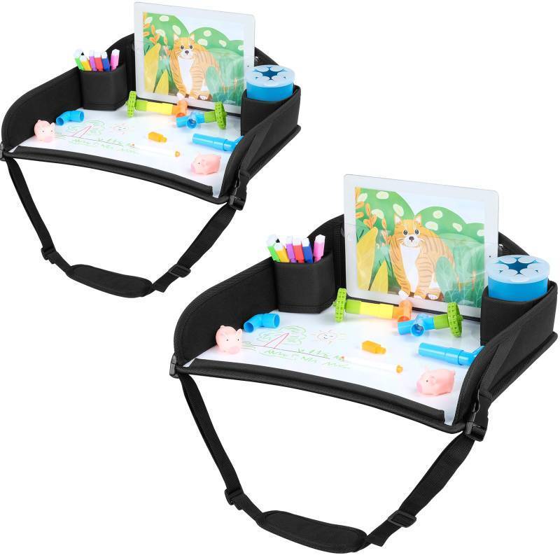 lot 25936 image: COOLBEBE Kids Travel Tray for Toddler Car Seat, Travel Tray for Airplane, Toddler Car Seat Lap Tray, Carseat Table Tray for Kids Travel Activities (Black -2PCS)