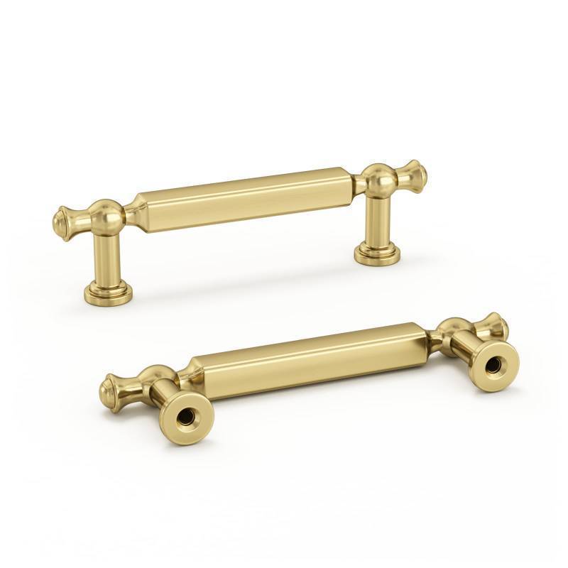 lot 25475 image: Goldenwarm 10 Pack Gold Cabinet Pulls Brushed Gold Cabinet Pulls 3 Inch Drawer Handles Kitchen Drawer Handles Zinc Alloy Dresser Hardware for Bathroom Cupboard Bedroom, 76mm Hole Centers