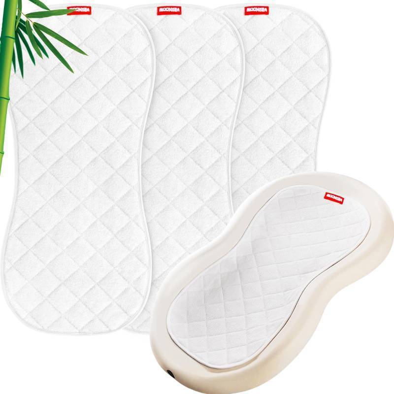 lot 47207 image: Moonsea Quilted Thicker Changing Pad Liner 3 Pack Waterproof, Fit for Changing Table Liners are Warm On a Babys Back Non-Slip Design Reusable Pads Machine Washable, White