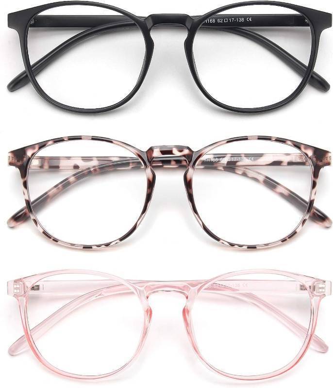 lot 52588 image: IBOANN Chic & Comfy Blue Light Glasses for Women - 3-Pack Round Frames, Screen-Ready Style with UV Protection Coating