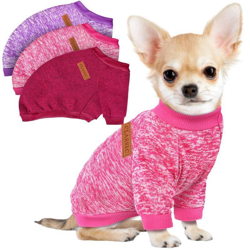 lot 53728 image: 3 Pack Dog Sweaters for Small Dogs Girl Boy Winter Fleece Clothes Warm Soft Dog Sweatshirt Outfit for Dogs Cats Pet Apparel (Wine Red, X-Large)