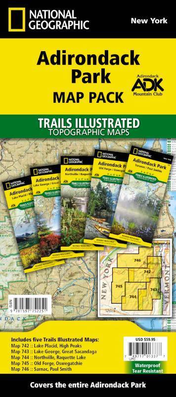 lot 28998 image: Adirondack Park Map Pack Bundle (National Geographic Trails Illustrated Map) 4pk
