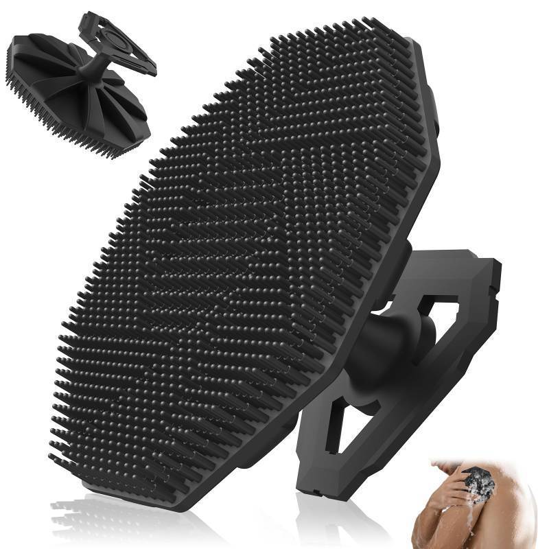 lot 29082 image: Silicone Body Scrubber, Non-Slip Handheld Cleansing Brush, Rich Foam, Deep Exfoliation, Brightening Skin, Comfortable Massage, for All Skin Types, Men and Women (Black)