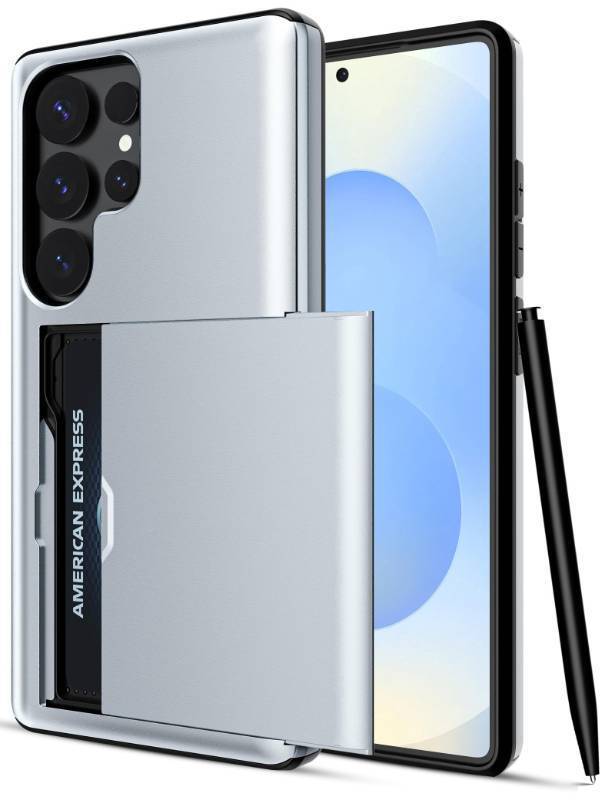 lot 29189 image: Jiunai for Samsung Galaxy S25 Ultra Case Wallet Card Holder for 2 Card ID CC License Slide Hidden Pocket Slot Hybrid Protective Phone Cover for Samsung Galaxy S25 Ultra 6.9 2025 Women Men Silver