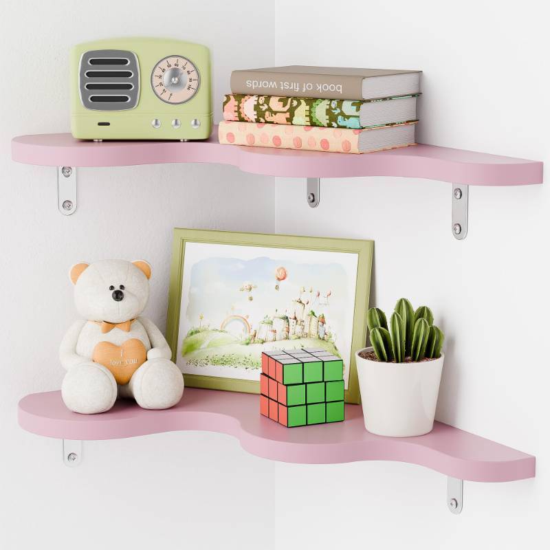 lot 23867 image: WOPITMER Cute Cloud Shelves, Wavy Floating Corner Shelf, Cute Corner Wall Shelves for Nursery Decor, Cloud Shelf for Bedroom, Living Room, Bathroom & Home Decor, Brown