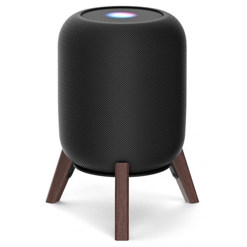 lot 47556 image: Yibracki Table Wood Stand for HomePod 2nd Gen Speaker with Dust-Proof Cover, Anti-Slip Wooden Desktop Speaker Stand Compatible with Homepod 2 Wood Tripod Holder with Sturdy Metal Frame, Black