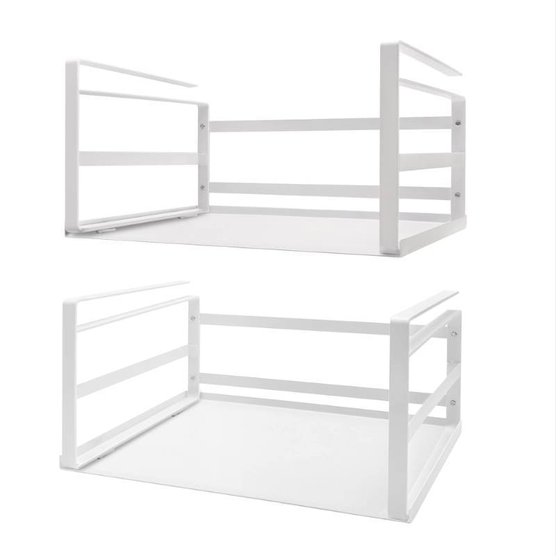 lot 55664 image: Nxconsu 2Pack Under Shelf Storage Basket Organizer Hanging Holder for Cabinet Pantry Kitchen Cupboard Desk Counter Bookshelf Organization Add-on Space Saver Heavy Duty Slide-in White - Retail $34