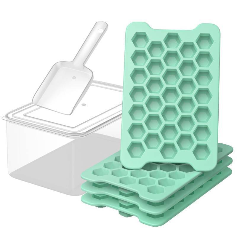 lot 39516 image: Mini Ice Cube Tray for Freezer Small Plastic Ice Cubes Trays for Freezer with Box - Easy Release Stackable Mini Ice Cube Maker - Nugget Ice Trays for Freezer with Ice Container