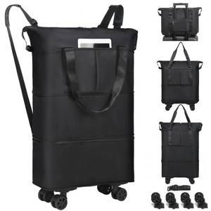 lot 622 image: PRE OWNED VOOWO Duffel Bag with Wheels - Rolling Foldable Expandable Duffle Bag with Wheels for Travel, Rolling Luggage Bag Carry On Travel Bag with Wheels, Large Wheeled Overnight Weekender Bag (Black) - Retail $31