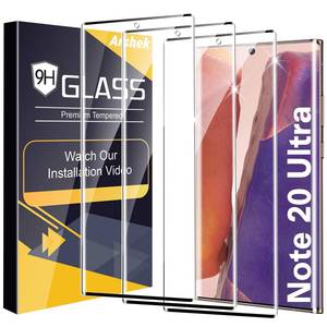 lot 633 image: Arshek 3 Pack Galaxy Note 20 Ultra Screen Protector, 9H Tempered Glass, Ultrasonic Fingerprint Compatible, 3D Curved HD Clear Scratch Resistant for Samsung Note 20 Ultra 5G