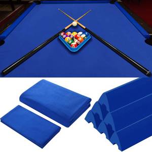 lot 634 image: Mixweer Billiard Cloth for 8 ft Pool Table Pre Cut Felt with 6 Cloth Strips and 6 Pool Table Rubber Bumpers for Bars, Clubs, Hotels Replacement(Blue) - Retail $69