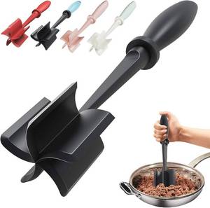 lot 640 image: Upgrade Meat Chopper, Heat Resistant Meat Masher for Hamburger, Ground Beef Smasher, Nylon Hamburger Grinder Utensil for Ground Beef, Non Stick Mix Ground Chopper, Mix and Chop Potato Masher Tool - Retail $9