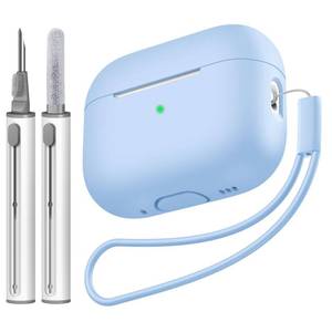 lot 641 image: Tandoler Compatible with Airpods Pro 2 Case, Soft Silicone Skin Cover Protective Cases with Cleaner kit and Lanyard Compatible for AirPod Pro 2nd Generation, Front LED Visible-Denim Blue - Retail $4