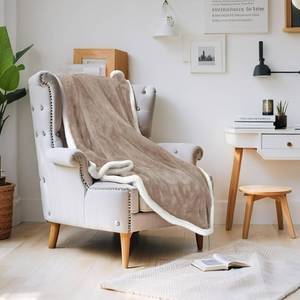 lot 670 image: YUSTAL Electric Heated Throw Blanket 50x60 Inch - Super Soft Flannel, 4 Heat Settings, 3H Auto Shut Off, Machine Washable, Ideal for Couch & Cold Nights (Light Brown) - Retail $28