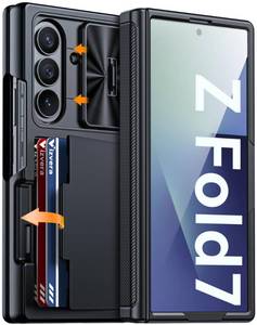 lot 673 image: Vizvera for Samsung Galaxy Z Fold 7 Case RFID Wallet with Cards Holder Hinge Cover Camera Cover Shockproof Silicone Protective Phone Case for Z Fold 7 2025-Black - Retail $29