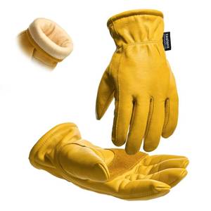 lot 676 image: toolant 2 Pairs Slip-On Winter Leather Work Gloves for Men, 100% Grain Cowhide with Water Resistance, Warm Thinsulate Lining, Easy to Match and Wear, Durable Insulated Gloves for Cold Weather, Large - Retail $37