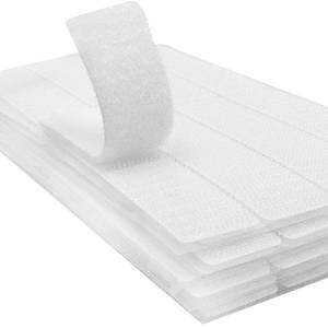 lot 688 image: Black (1x4 Inch, 40 Sets) Strips with Adhesive for Fabric, No Sew Stick On for Fabric, Sticky Back for Clothes, Curtains - Heavy Duty Double Sided Hook and Loop Hem Tape Fasteners, No Sewing No Iron, White - Retail $13
