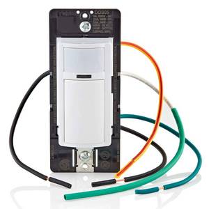 lot 690 image: Leviton Motion Sensor Light Switch, Motion Activated, Auto-OnAuto-Off or Manual-On, 5A, No Neutral Wire Required, Single Pole or 3-Way, DOS05-1LZ, WhiteIvoryLight Almond - Retail $20