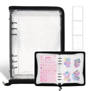 lot 713 image: Ruatu Sticker Storage Organizer Binder A5 Sticker Book Collecting Album Reusable Sticker Collection Book with Pocket Zipper Sticker Holder Keeper Book for Adult Collecting Sticker (black) - Retail $10