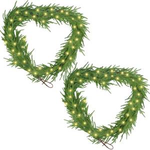 lot 720 image: Goldshire 2Pcs 6FT Christmas Norfolk Pine Garland with Light, Lighted Real Touch Norfolk Pine Garland, Artificial Greenery Garlands for Indoor Outdoor Fireplace Wall Stairs Table Xmas Decor - Retail $35