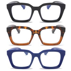 lot 745 image: DXYXYO Reading Glasses 0.50 Women Blue Light Blocking Men Square Computer Readers 3 Pack Fashion Oprah Style - Retail $10