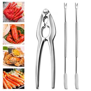 lot 772 image: 3 PCS Lobster Crackers and Picks Set, Stainless Steel Crab Leg Tools, including 1 Lobster Cracker and 2 Forks, Heavy Duty Shellfish Nut Cracker Set, Seafood Tools for King Crab Legs Shellfish Claw - Retail $5