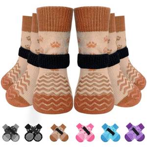 lot 773 image: EXPAWLORER 6Pcs Anti Slip Dog Socks to Prevent Licking Paws, Dog Shoes for Winter, Double Sides Dog Boots & Paw Protectors Booties for Hardwood Floors with GrippersSenior Dogs - Retail $12