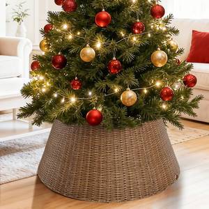 lot 796 image: 31 Christmas Tree Collar, Hand-Woven Christmas Tree Skirt Base Cover for 7.5 ft Tree 9ft Tree- Xmas Tree Stand Cover for Artificial Trees Christmas Decoration, Holiday Tree Ring for Home D�cor - Retail $70