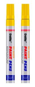 lot 809 image: Yellow Paint Markers, 2 Pack Oil-Based Waterproof Quick Dry Permanent Paint Pen Set for Rocks Painting, Wood, Fabric, Plastic, Canvas, Glass, Mugs, Metal, Tire, Stone, DIY Craft - Retail $7