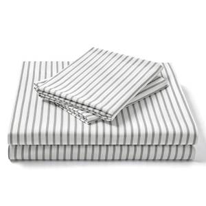 lot 811 image: FreshCulture Twin Sheets Set - Ultra Soft Striped Microfiber Sheets - Deep Pockets up to 16 - Easy Care - Hotel Luxury 3 Piece Striped Twin, Stripe Grey - Retail $17