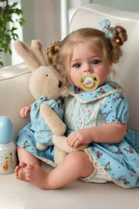 lot 828 image: JIZHI Lifelike Reborn Baby Dolls - 18 Inch Realistic-Newborn Baby Dolls Blond Girl Handmade Real Life Baby Dolls with Clothes for Kids Age 3 - Retail $48