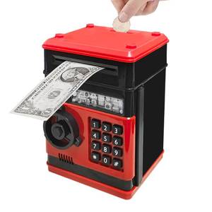 lot 834 image: Totola Piggy Bank Electronic Mini ATM for Kids Baby Toy, Safe Coin Banks Money Saving Box Password Code Lock for Children,Boys Girls Best Gift (Black Red) - Retail $26