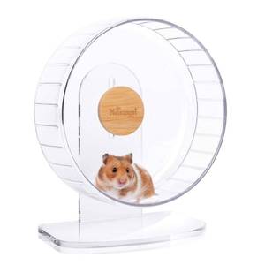 lot 839 image: Niteangel Super-Silent Hamster Exercise Wheels - Quiet Spinner Hamster Running Wheels with Adjustable Stand for Hamsters Gerbils Mice Or Other Small Animals (M, Transparent) - Retail $37