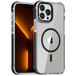 lot 846 image: DEERLAMN Strong Magnetic Case for iPhone 14 Pro Max 6.7-Inch,Compatible with MagsafeMilitary Grade Drop Protection Clear Slim Shockproof Protective Phone Cover-TransparentBlack - Retail $16