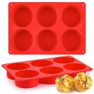 lot 856 image: Puyeipt 2 Pack Silicone Egg Bite Molds, Deep 3 Inch Non-Stick Round Silicone Baking Pans for Frittata, Breakfast Sandwiches, Muffins, Hamburger Buns, Cornbread - Retail $12