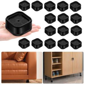 lot 863 image: shouwuhho 16 Pack Furniture Risers Adjustable Bed Risers Heavy Duty Lifts Height 1, Square Stackable Bed Risers 1, 2 or 3 Inch for Desk Leg Table Couch Sofa Chair Bed Frame Legs Dorm, Black - Retail $19