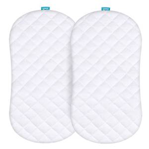 lot 866 image: Bassinet Mattress Pad Cover Compatible with Halo BassiNest Swivel Sleeper, 2 Pack, Waterproof Quilted Ultra Soft Surface, Breathable and Easy Care - Retail $20